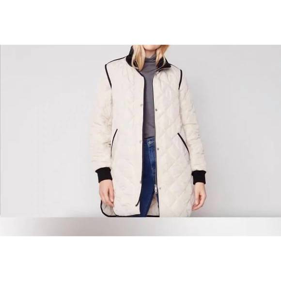 NEW CHARLIE B long quilted puffer jacket in almond - Picture 1 of 1